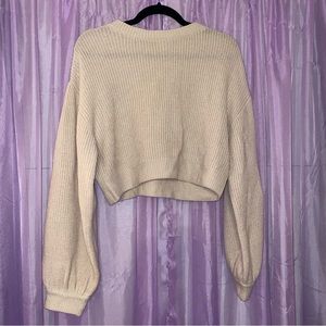 H&M Crop Loose Fit Long Sleeve Cream Tan Knitted Sweater